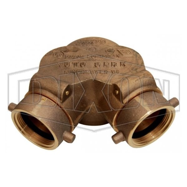 Dixon The Right Connection 21-133 Double Clapper Siamese Bottom Outlet, 2 3 x 6 in, FNYFD x FNPT, Cast B 90DCS6030NYFD - main